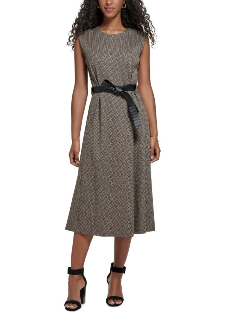 Calvin Klein Sleeveless Sheath Dress in Black and Cream